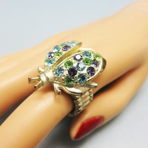 Huge Rhinestone Ladybug Ring - Fits all