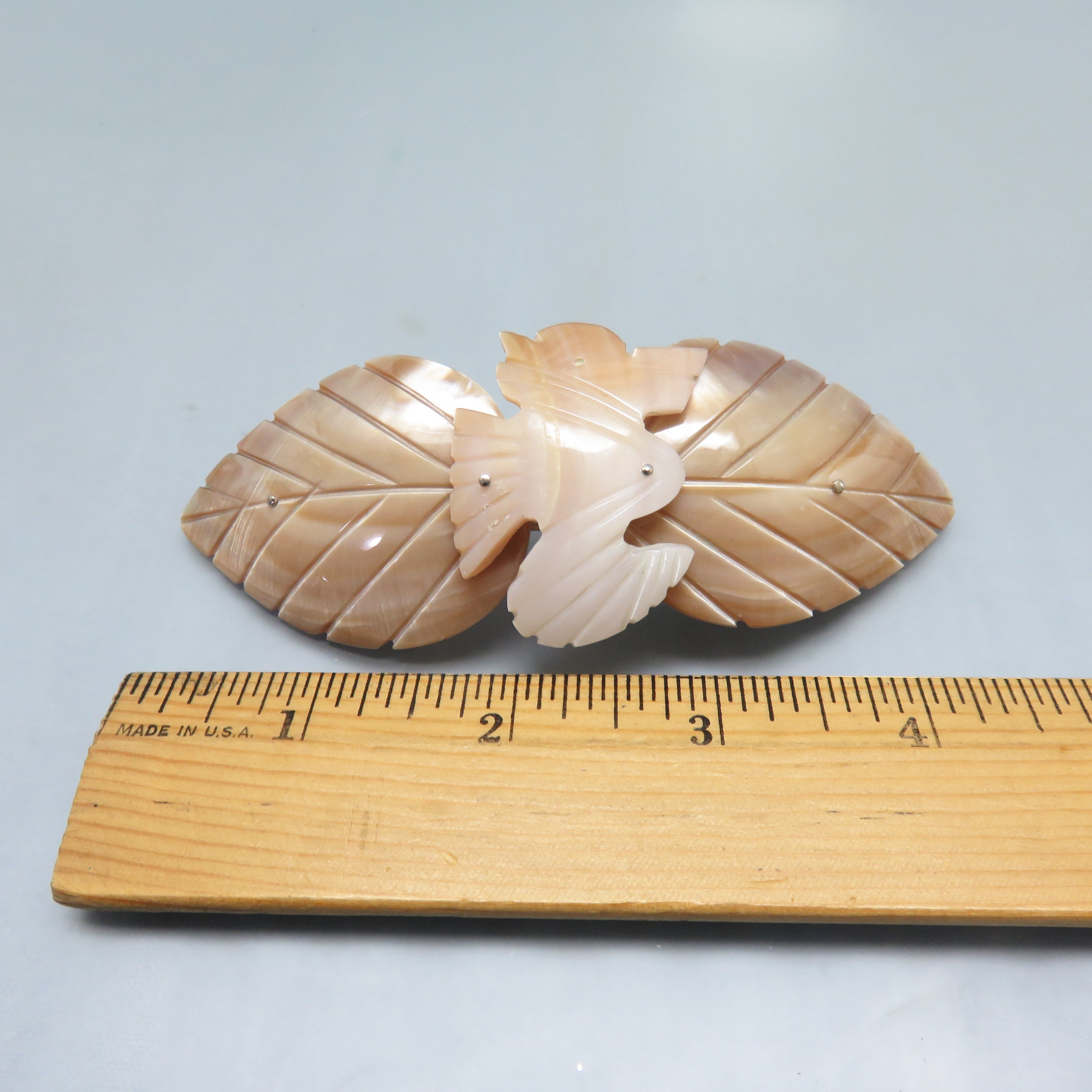 Hand Carved Mother of Pearl Hair Barrette, Vintage Seahorse  display picture 1