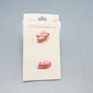 Vintage Pink Cupid Buttons: Tiny Plastic Children&#39;s Buttons, Set of 2