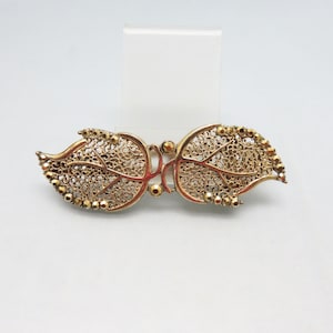 Rhinestone and Golden Leaves Vintage Hair Clip