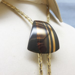 Black, Copper and Gold Porcelain  Bolo Tie, Vintage Bolo Tie *
