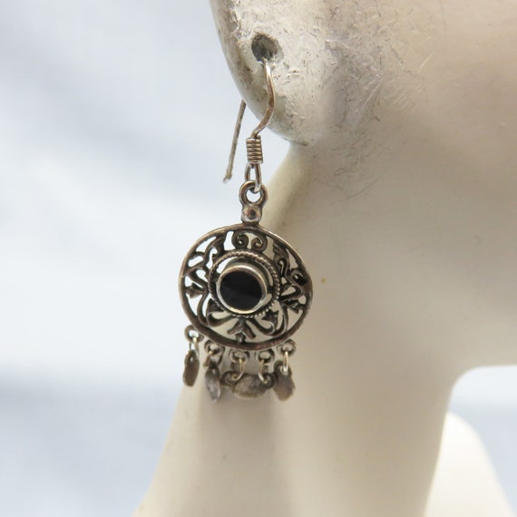 Bohemian Sterling Silver Ethnic Pierced Earrings,… - image 1