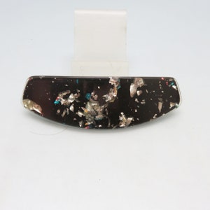 Vintage Silver and Black Lucite Barrette, 4.25 Inches Long