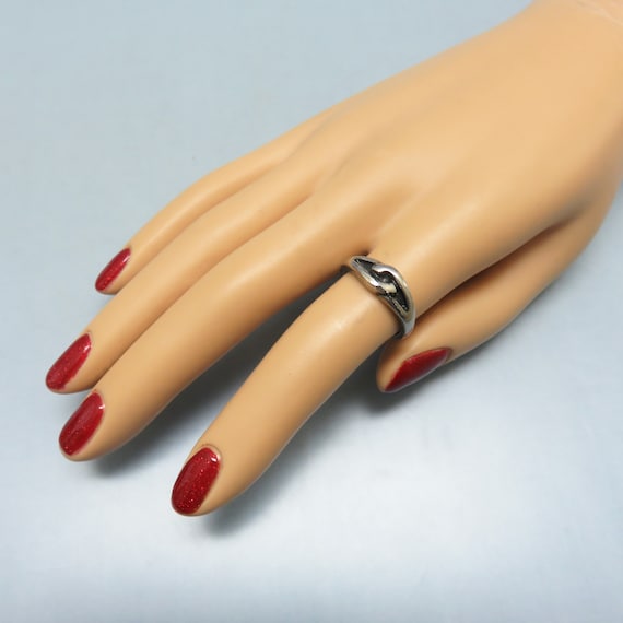 Vintage Sterling Silver Interlocking Ring - Size … - image 6
