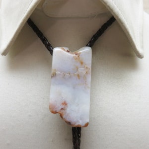 White and Brown Agate Bolo Tie, Handmade in our Shop Rockin&#39; JK