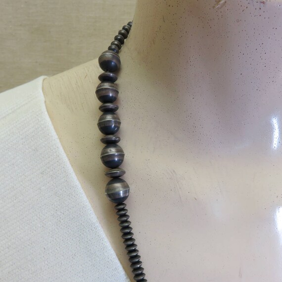 Sterling Bead Necklace, 26 Inches, Vintage - image 3