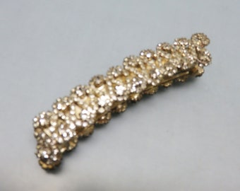 Long Narrow Rhinestone  Hair  Barrette,  4 Inches Long, Double Sided
