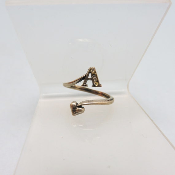 Sterling Silver Initial A Ring: Vintage Adjustabl… - image 1
