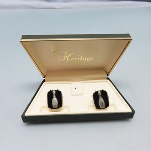 Fun Novelty Bowling Pin  Cuff Links, Black Lucite and Pewter, Swank