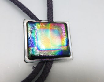A-468 Dichroic glass  & 925 Sterling Silver Plated Handmade Pendant Gemstone Jewelry Size 1.7 Inches