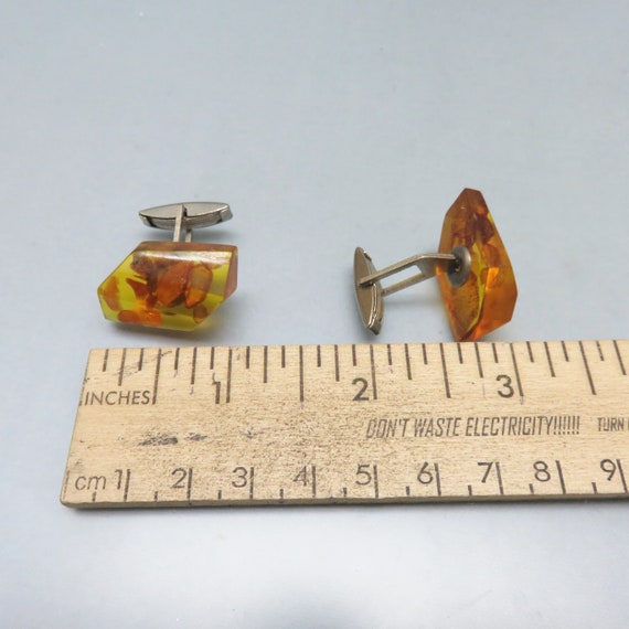 Gorgeous Real Amber Vintage Cuff Links - image 7
