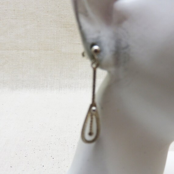 Sterling Silver Victorian Style Drop Earrings, Vi… - image 4