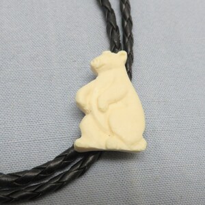 Vintage Bear Bolo Tie: Cookie-Like Plastic Charm, 36&quot; Vinyl Cord