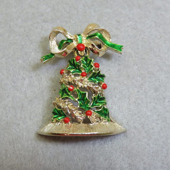 Christmas Pin, Vintage Christmas Bell Pin - image 2