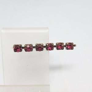 Purple Rhinestone Bobby or Hair Pin, Vintage, Silvertone Hair Pin