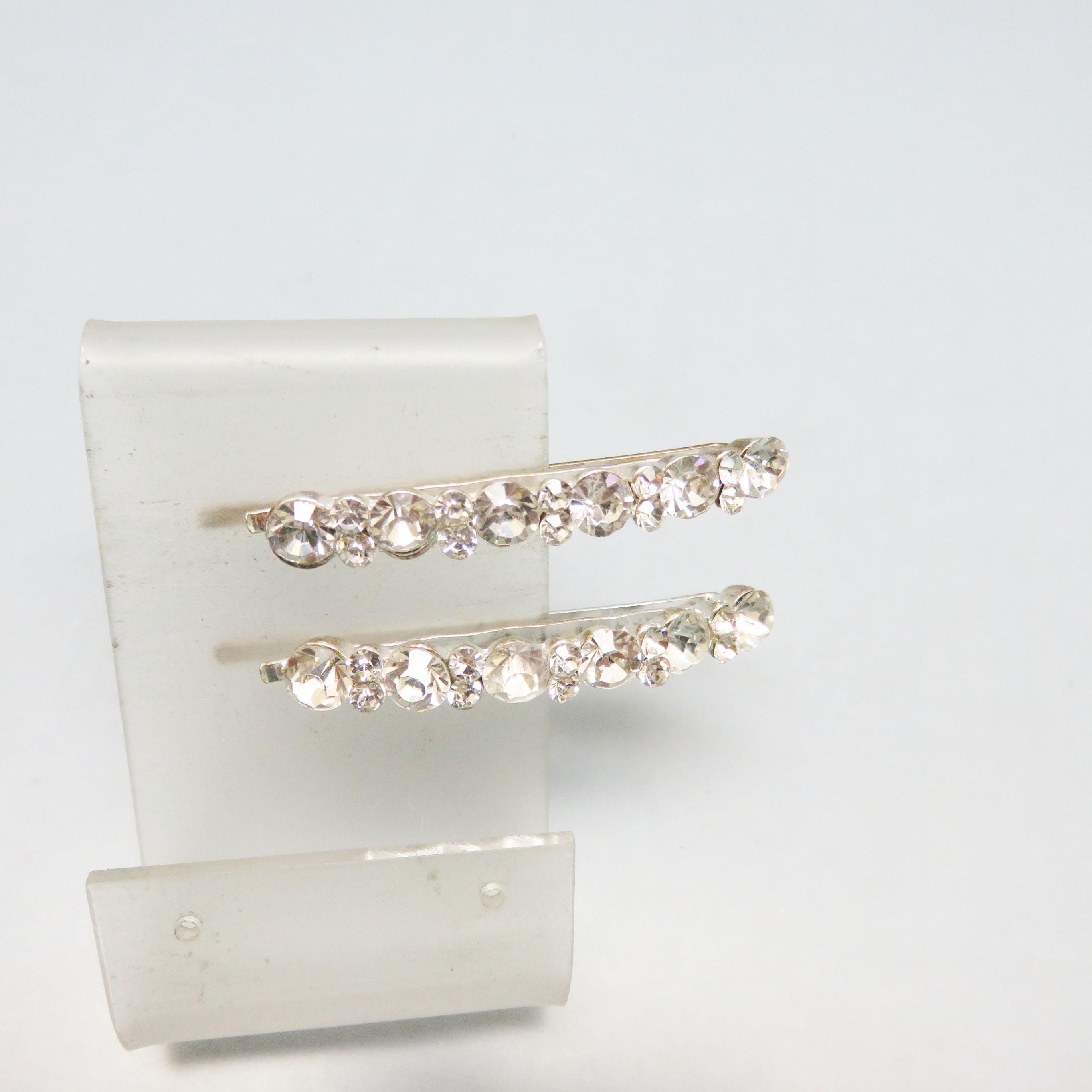 Pair of Vintage Style Rhinestone Bobby or Hair Pins, Big Stones!