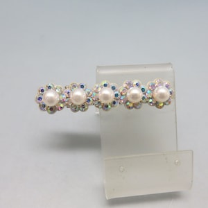 White Pearl and Rhinestone Vintage Hair Clip