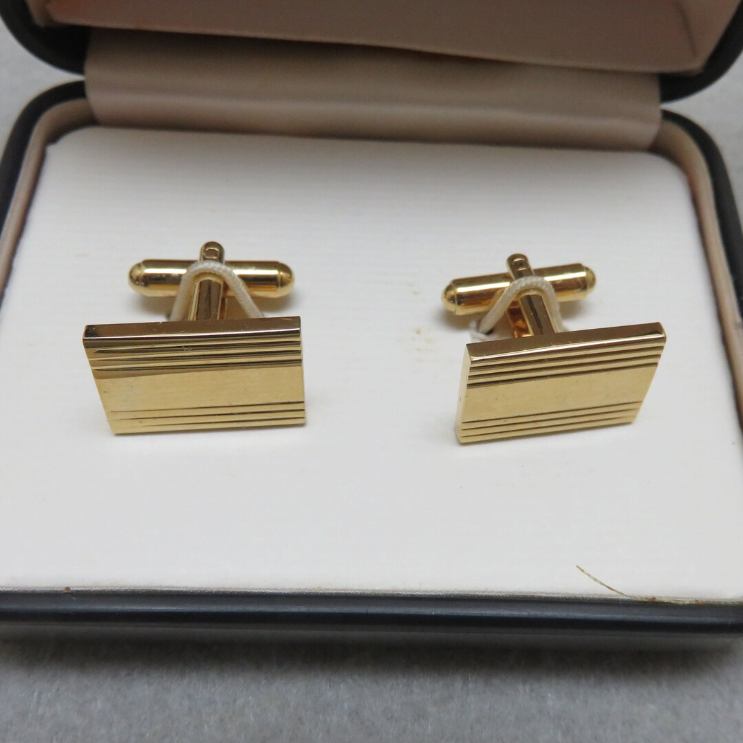 Classic Stafford Gold Plated Metal Cufflinks, Ridged Design - Etsy