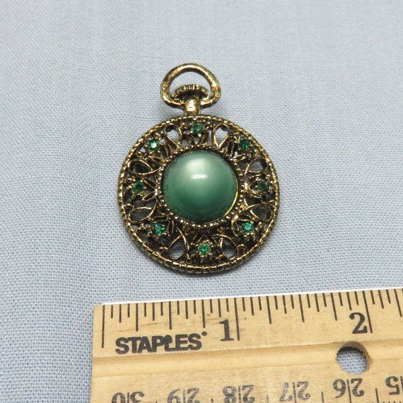 Vintage Gerry's Faux Pocket Watch Brooch, Rhinest… - image 3