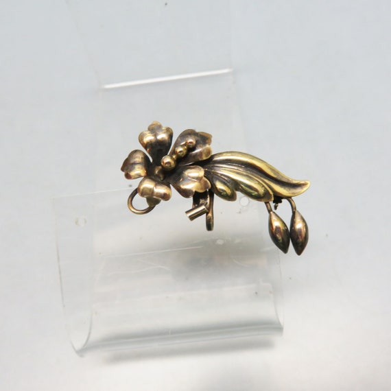 A & Z Floral Watch Pin, Vintage, Gold Filled Meta… - image 2