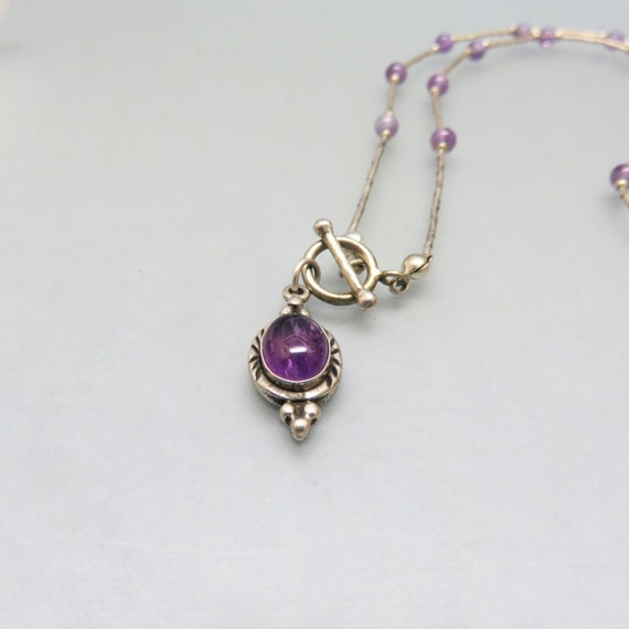 Sterling Silver Amethyst Pendant Necklace, 18 inc… - image 2