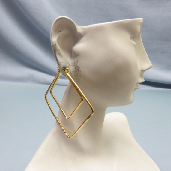 Huge 1980s Vintage Square Pierced Earrings, BIG H… - image 2