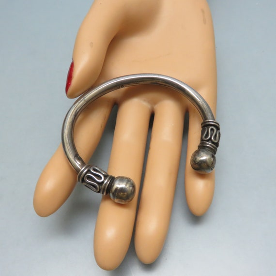 Solid Sterling Silver Cuff Bracelet, Ethnic Desig… - image 1