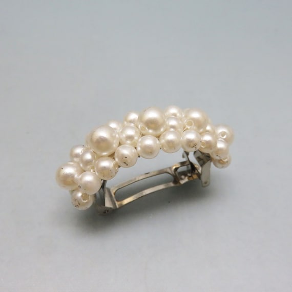 1980s Faux Pearl Hair Barrette, Pony Tail Holder