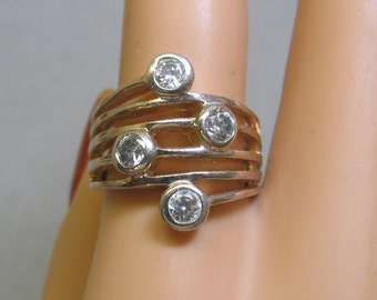 Modern Cubic Zirconia Wide Band Ring, Size 8