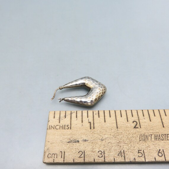 Sterling Silver Hand Hammered Spade Shaped Hoop P… - image 6