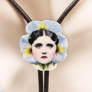 Summertime Funky Flower Face Bolo Tie, Handmade Bolo Tie for the Gardener