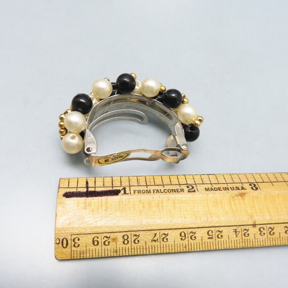1980s Faux Pearl Hair Barrette, Pony Tail Holder, White  display picture 3