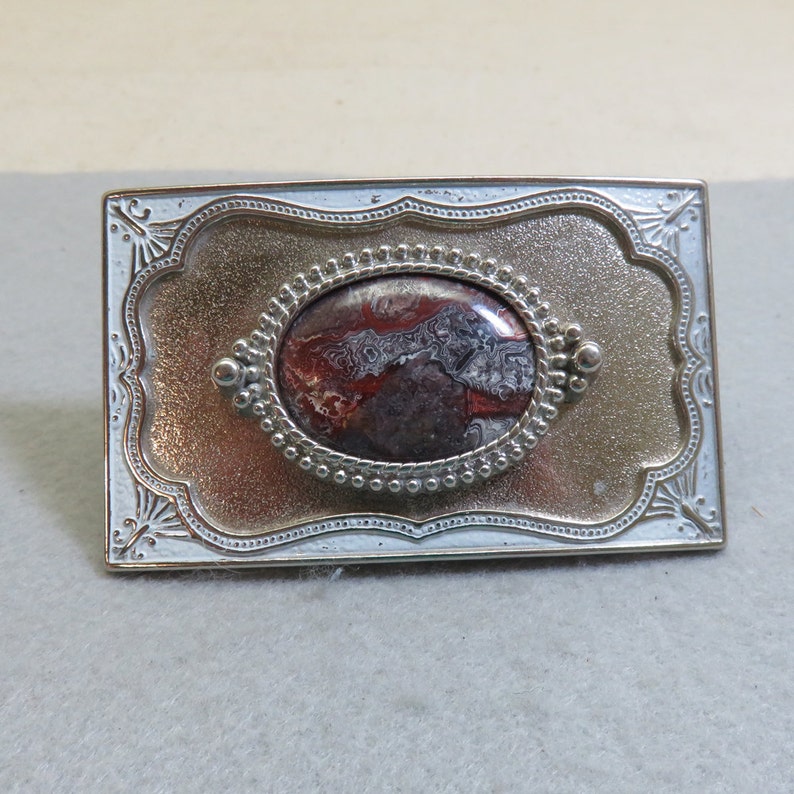 Vintage Gorgeous Colors Picture Agate Belt Buckle