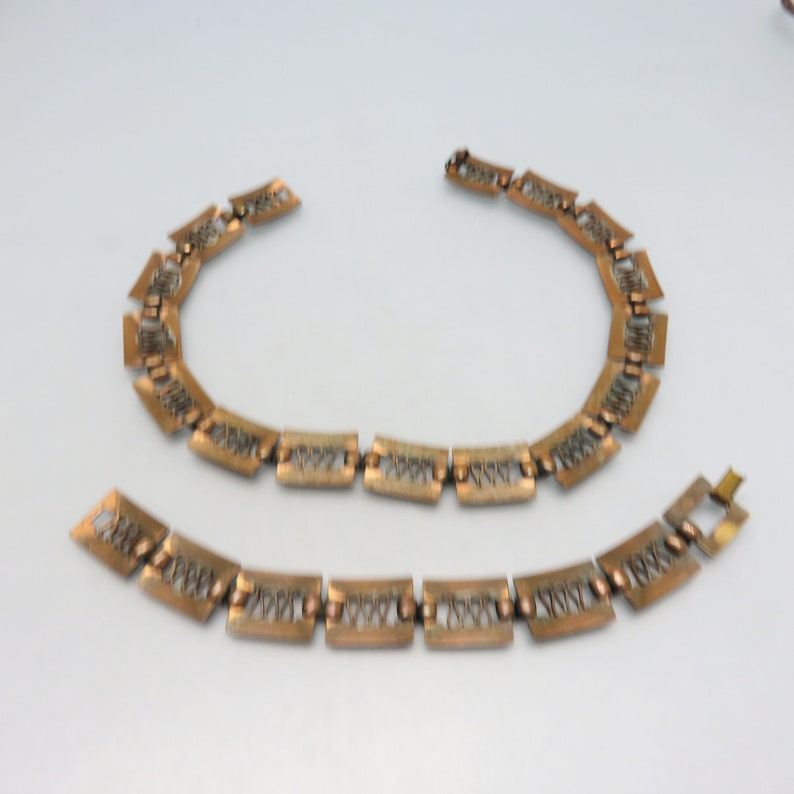 Renoir Style Copper Necklace Bracelet Set, Vintage Copper Demi Parure image 3