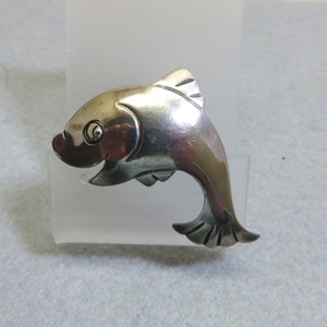 Vintage Sterling Happy Fish Brooch or Pin