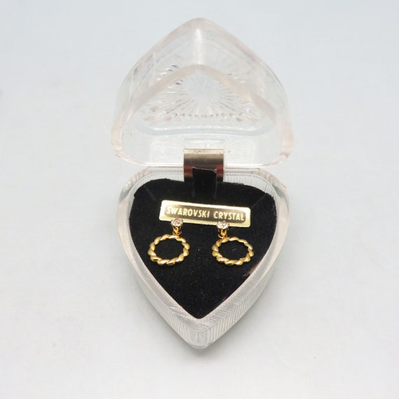 Gold Plated Circle and Swarovski  Pierced Earring… - image 2
