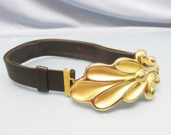 Genuine Vintage Ladies ALEXIS KIRK Black Leather Belt With  display picture 1
