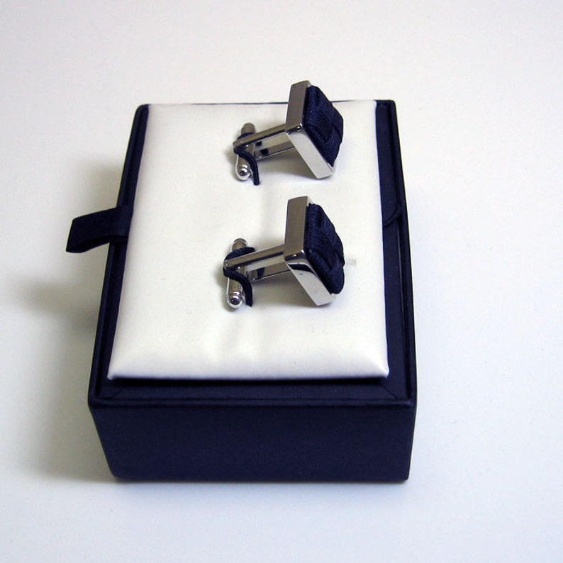 Van Heusen Cufflinks Mint in Box Black Fabric and Silvertone Etsy
