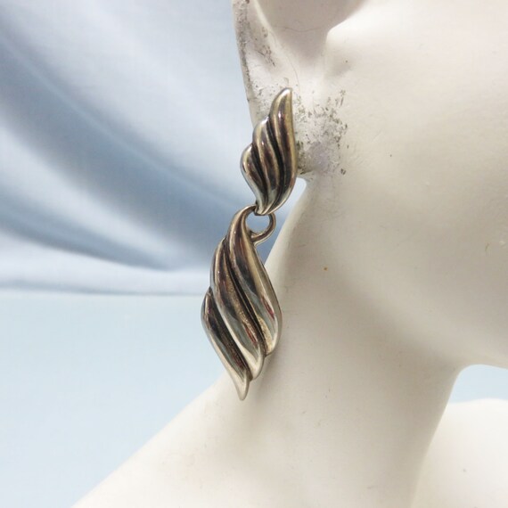 Vintage Sterling Silver Dangle Pierced Earrings, … - image 5