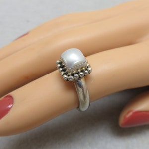 Vintage Real Pearl and Sterling Ring,  Size 5.0, Victorian Style