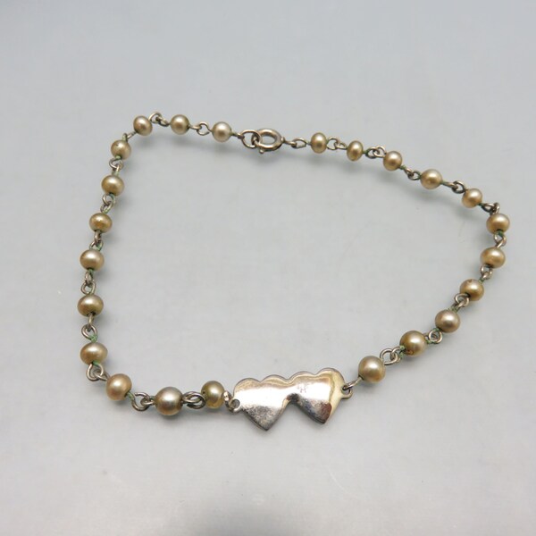 Vintage Double Heart Ankle Bracelet Etsy
