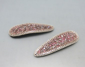 Vintage Purple Crystals and Rhinestone Hair Clip Pair