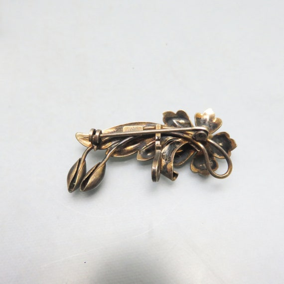 A & Z Floral Watch Pin, Vintage, Gold Filled Meta… - image 3