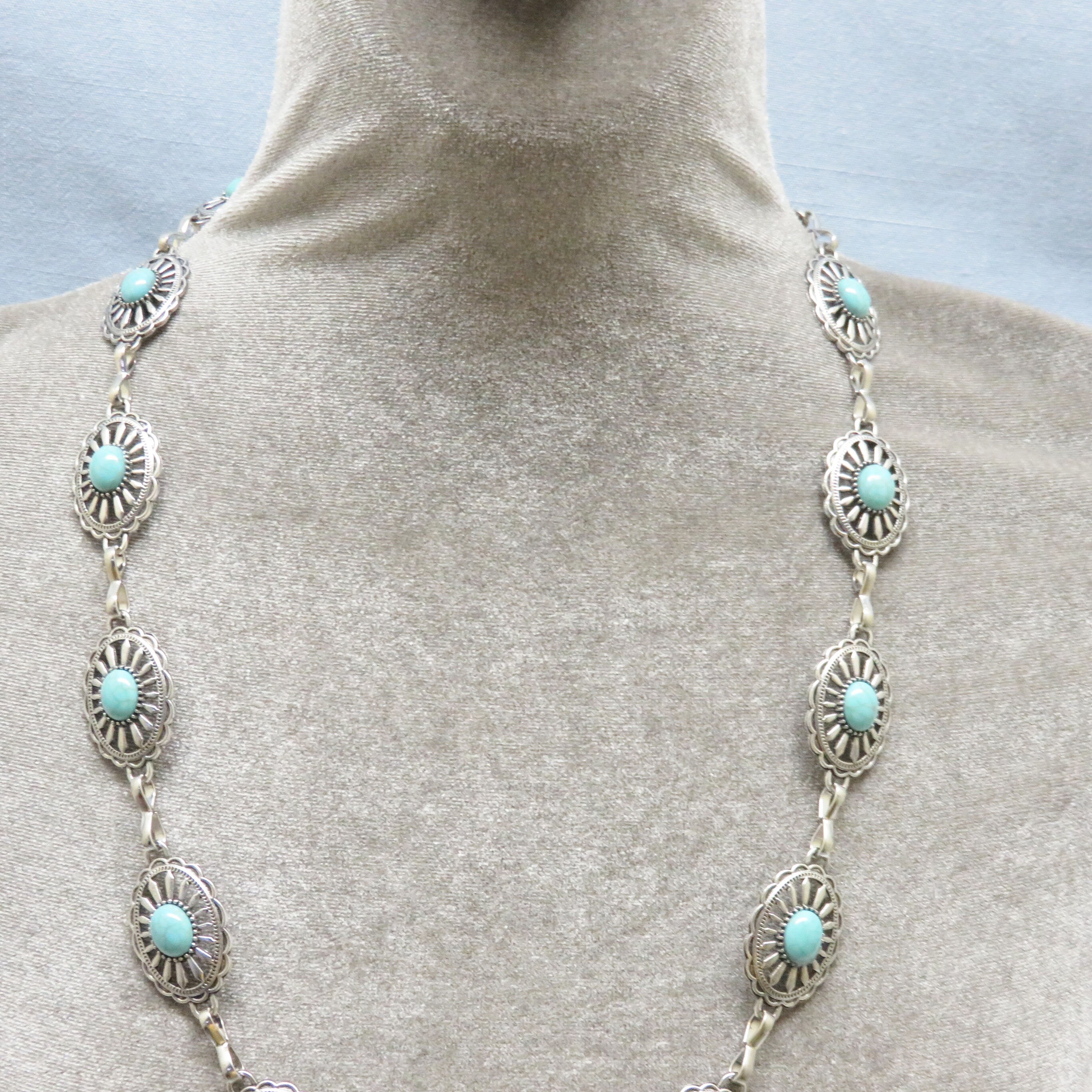15 PCs Western Concho Belt Cowgirl Necklace, Dangle Earrings Rins Jewelry set Cowboy Hat Earrings | Southwestern Charms | Cowgirl Punchy  main image 4