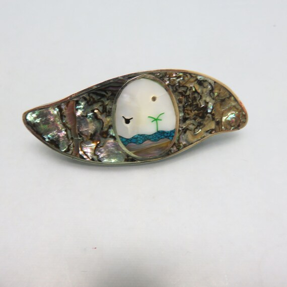Mexican Abalone Shell Alpaca Silver Hair Barrette, Mother of  display picture 2