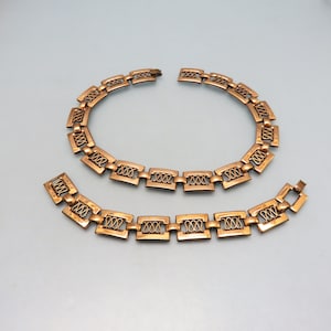 Renoir Style Copper Necklace Bracelet Set, Vintage Copper Demi Parure image 1
