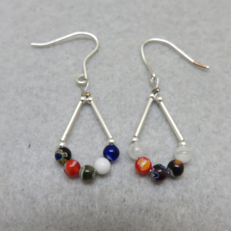 Semi Precious Beads Sterling Teardrop Loop Design Pierced Earrings
