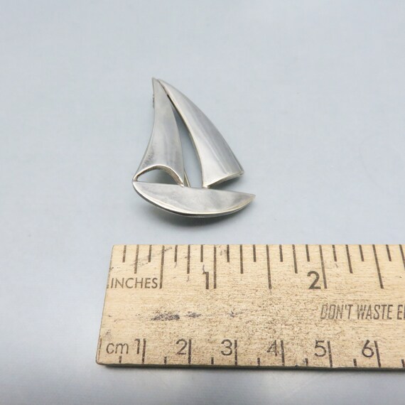 Vintage Sterling Silver Sailboat Brooch, Mexican … - image 3