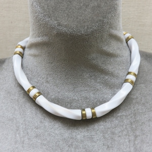 Vintage White Lucite Necklace, 17 Inches, 1980s Choker Necklace