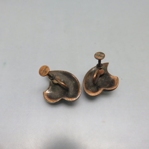 Rebajes Copper Screw Back Earrings, Vintage - image 3